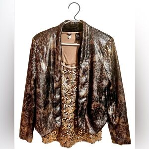 2 for 1- BKE Boutique Buckle Sequin Racerback Tank & H&M Gold/Black Chic Blazer